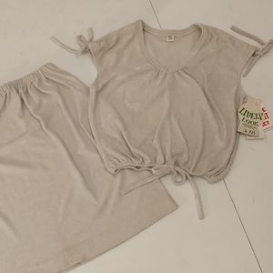 Vintage 70s Deadstock Sportswear Terry Skirt Set w Tags Beige Fun Seventies
